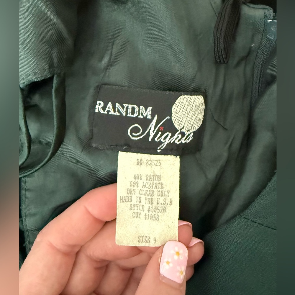 RANDM NIGHTS Vintage Elegant Dark Green Caged Ladder Back Maxi Dress Size 9 Rare - Picture 11 of 11